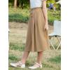 imageGORLYA Girls Boho Paper Bag Elastic Waist Long Swing Casual Vintage Button Front Maxi Skirt for 614YKhaki