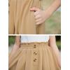 imageGORLYA Girls Boho Paper Bag Elastic Waist Long Swing Casual Vintage Button Front Maxi Skirt for 614YKhaki