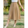 imageGORLYA Girls Boho Paper Bag Elastic Waist Long Swing Casual Vintage Button Front Maxi Skirt for 614YKhaki