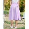 imageGORLYA Girls Boho Paper Bag Elastic Waist Long Swing Casual Vintage Button Front Maxi Skirt for 614YLilac