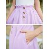 imageGORLYA Girls Boho Paper Bag Elastic Waist Long Swing Casual Vintage Button Front Maxi Skirt for 614YLilac