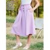 imageGORLYA Girls Boho Paper Bag Elastic Waist Long Swing Casual Vintage Button Front Maxi Skirt for 614YLilac