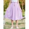 imageGORLYA Girls Boho Paper Bag Elastic Waist Long Swing Casual Vintage Button Front Maxi Skirt for 614YLilac
