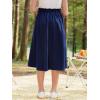 imageGORLYA Girls Boho Paper Bag Elastic Waist Long Swing Casual Vintage Button Front Maxi Skirt for 614YNavy