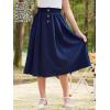 imageGORLYA Girls Boho Paper Bag Elastic Waist Long Swing Casual Vintage Button Front Maxi Skirt for 614YNavy