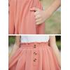 imageGORLYA Girls Boho Paper Bag Elastic Waist Long Swing Casual Vintage Button Front Maxi Skirt for 614YPink