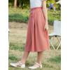 imageGORLYA Girls Boho Paper Bag Elastic Waist Long Swing Casual Vintage Button Front Maxi Skirt for 614YPink
