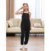 imageGORLYA Girls Casual Sleeveless Strap Backless Jumpsuit Outfits Baggy Harem Overalls Long Pant Jumper Rompers 414TBlack