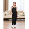 imageGORLYA Girls Casual Sleeveless Strap Backless Jumpsuit Outfits Baggy Harem Overalls Long Pant Jumper Rompers 414TBlack