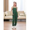 imageGORLYA Girls Casual Sleeveless Strap Backless Jumpsuit Outfits Baggy Harem Overalls Long Pant Jumper Rompers 414TGreen