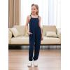 imageGORLYA Girls Casual Sleeveless Strap Backless Jumpsuit Outfits Baggy Harem Overalls Long Pant Jumper Rompers 414TNavy