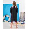 imageGORLYA Girls Casual Tassel Swimwear Cover Ups Bathing Chiffon Coverups Beach Swimsuit Wraps with Pom Pom TrimBlack