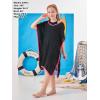 imageGORLYA Girls Casual Tassel Swimwear Cover Ups Bathing Chiffon Coverups Beach Swimsuit Wraps with Pom Pom TrimBlack