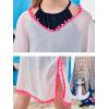 imageGORLYA Girls Casual Tassel Swimwear Cover Ups Bathing Chiffon Coverups Beach Swimsuit Wraps with Pom Pom TrimWhite