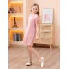 imageGORLYA Girls Cut Shoulder Split Sleeve Tie Knot Cuff Casual ALine Shift Midi Dress with Pockets 414YPink