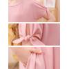 imageGORLYA Girls Cut Shoulder Split Sleeve Tie Knot Cuff Casual ALine Shift Midi Dress with Pockets 414YPink