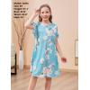 imageGORLYA Girls Cut Shoulder Split Sleeve Tie Knot Cuff Casual ALine Shift Midi Dress with Pockets 414YSky Blue Print