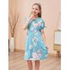 imageGORLYA Girls Cut Shoulder Split Sleeve Tie Knot Cuff Casual ALine Shift Midi Dress with Pockets 414YSky Blue Print