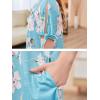 imageGORLYA Girls Cut Shoulder Split Sleeve Tie Knot Cuff Casual ALine Shift Midi Dress with Pockets 414YSky Blue Print