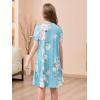 imageGORLYA Girls Cut Shoulder Split Sleeve Tie Knot Cuff Casual ALine Shift Midi Dress with Pockets 414YSky Blue Print