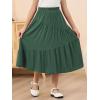imageGORLYA Girls Holiday Casual Asymmetrical Tiered Ruffle Hem Long Swing Boho Fancy Maxi Skirt 614YGreen