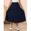 imageGORLYA Girls Holiday Casual Asymmetrical Tiered Ruffle Hem Long Swing Boho Fancy Maxi Skirt 614YNavy
