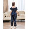 imageGORLYA Girls Puff Sleeve Casual Button Shirred Jumpsuit Outfits Straight Wide Leg Pant Jumper Rompers 414TNavy Dot