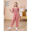 imageGORLYA Girls Puff Sleeve Casual Button Shirred Jumpsuit Outfits Straight Wide Leg Pant Jumper Rompers 414TPink Flower