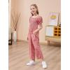 imageGORLYA Girls Puff Sleeve Casual Button Shirred Jumpsuit Outfits Straight Wide Leg Pant Jumper Rompers 414TPink Flower