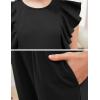 imageGORLYA Girls Ruffle Trim Flutter Sleeve Casual Jumpsuit Outfits Straight Wide Leg Long Pant Jumper Rompers 414TBlack