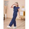 imageGORLYA Girls Ruffle Trim Flutter Sleeve Casual Jumpsuit Outfits Straight Wide Leg Long Pant Jumper Rompers 414TNavy Dot