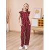 imageGORLYA Girls Ruffle Trim Flutter Sleeve Casual Jumpsuit Outfits Straight Wide Leg Long Pant Jumper Rompers 414TRed Dot