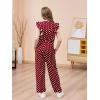 imageGORLYA Girls Ruffle Trim Flutter Sleeve Casual Jumpsuit Outfits Straight Wide Leg Long Pant Jumper Rompers 414TRed Dot
