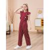 imageGORLYA Girls Ruffle Trim Flutter Sleeve Casual Jumpsuit Outfits Straight Wide Leg Long Pant Jumper Rompers 414TRed Dot