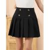 imageGORLYA Girls School Uniform Woven High Waist Button Front Skater Tennis Pleated Hem Short Skirt 614YBlack