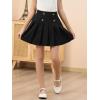 imageGORLYA Girls School Uniform Woven High Waist Button Front Skater Tennis Pleated Hem Short Skirt 614YBlack