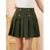 imageGORLYA Girls School Uniform Woven High Waist Button Front Skater Tennis Pleated Hem Short Skirt 614YGreen