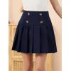 imageGORLYA Girls School Uniform Woven High Waist Button Front Skater Tennis Pleated Hem Short Skirt 614YNavy