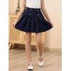 imageGORLYA Girls School Uniform Woven High Waist Button Front Skater Tennis Pleated Hem Short Skirt 614YNavy