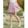 imageGORLYA Girls School Uniform Woven High Waist Button Front Skater Tennis Pleated Hem Short Skirt 614YPink