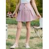 imageGORLYA Girls School Uniform Woven High Waist Button Front Skater Tennis Pleated Hem Short Skirt 614YPink