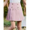 imageGORLYA Girls School Uniform Woven High Waist Button Front Skater Tennis Pleated Hem Short Skirt 614YPink