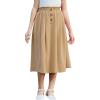 imageGORLYA Girls Boho Paper Bag Elastic Waist Long Swing Casual Vintage Button Front Maxi Skirt for 614YKhaki