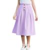 imageGORLYA Girls Boho Paper Bag Elastic Waist Long Swing Casual Vintage Button Front Maxi Skirt for 614YLilac