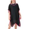 imageGORLYA Girls Casual Tassel Swimwear Cover Ups Bathing Chiffon Coverups Beach Swimsuit Wraps with Pom Pom TrimBlack