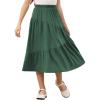 imageGORLYA Girls Holiday Casual Asymmetrical Tiered Ruffle Hem Long Swing Boho Fancy Maxi Skirt 614YGreen