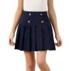 imageGORLYA Girls School Uniform Woven High Waist Button Front Skater Tennis Pleated Hem Short Skirt 614YNavy