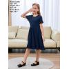 imageGORLYA Girls Casual Loose ALine Twirly Ruffle Hem Swing Skater TShirt Dress with Pockets Age 414YNavy