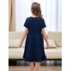 imageGORLYA Girls Casual Loose ALine Twirly Ruffle Hem Swing Skater TShirt Dress with Pockets Age 414YNavy