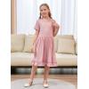imageGORLYA Girls Casual Loose ALine Twirly Ruffle Hem Swing Skater TShirt Dress with Pockets Age 414YPink